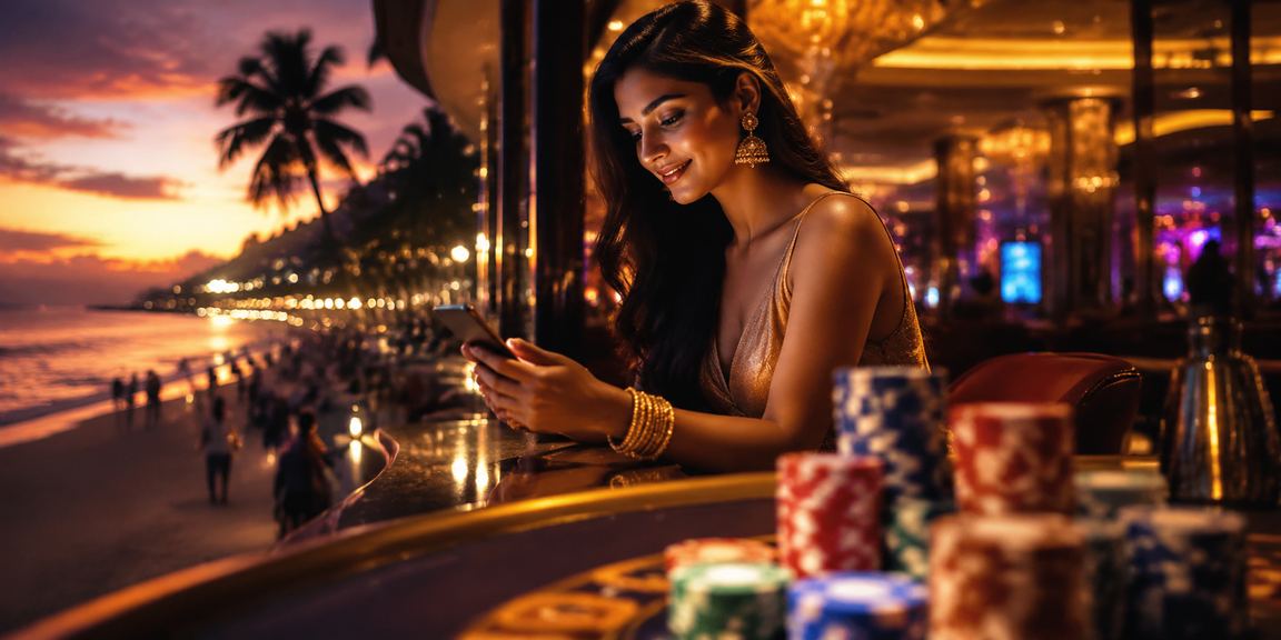Mobile live casino gameplay at Indian beach location