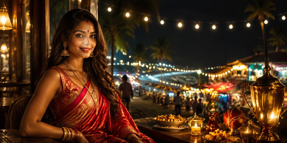Indian woman placing cricket bet online on mobile device